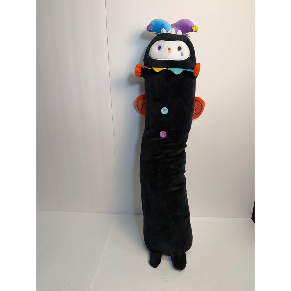 Mewaii Long Jester Cat Plush Body Pillow Black Clown Circus Stuffed Animal 27in